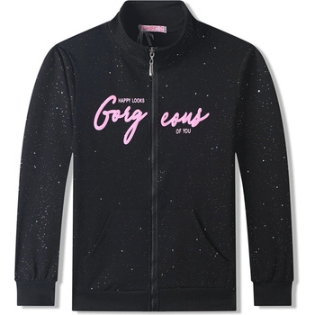 Kugo mikina SM3551 čierna / tmavo ružový nápis