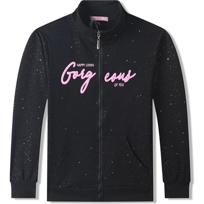 Kugo mikina SM3551 čierna / tmavo ružový nápis