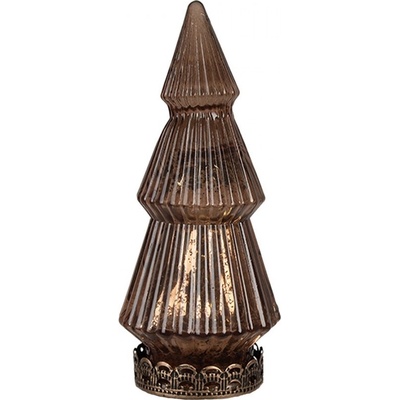Měděný skleněný dekorační svítící stromek LED Tree - Ø 7*16 cm - Clayre & Eef
