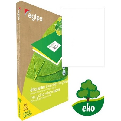Etikety univerzálne recyklované 210x297mm Agipa A4 100 hárkov