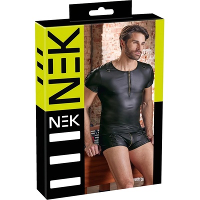 NEK - матова черна мъжка тениска с къс ръкав - l