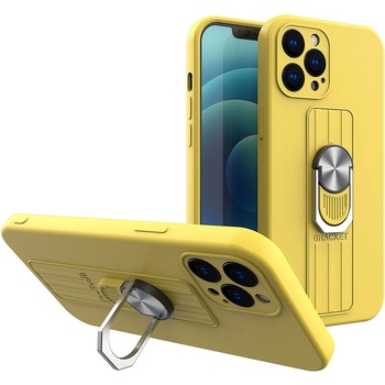 HQWear Силиконов кейс с пръстен HQWear за Apple iPhone 12 Mini, Жълт (9145576214220)