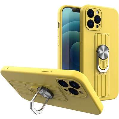 HQWear Силиконов кейс с пръстен HQWear за Apple iPhone 12 Mini, Жълт (9145576214220)