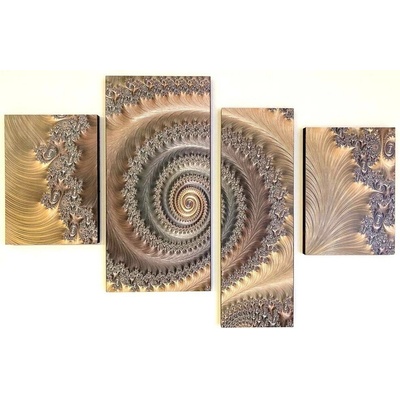 Bondecor 4 dílná sada obrazů "Fractal gold" - 100x70cm