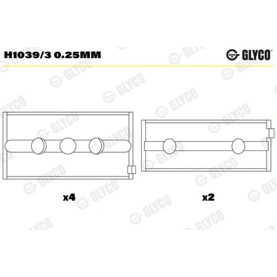 Hlavní ložiska klikového hřídele GLYCO H1039/3 0.25mm