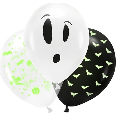 PartyDeco balóniky čierne Halloween BOO!
