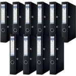 DONAU Premium Slim Folder Pack of 10/DIN A4/5 cm/10 Pieces/Black/Plastic Cover PP/Carton Paper Slot Folder Office Folder File Ring Binder/Green Dot - 3955001PL-01