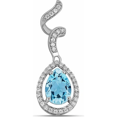 Nefertitis Přívěsek stříbrný s broušeným Blue Sky topazem a zirkony 029497 BT NF55761
