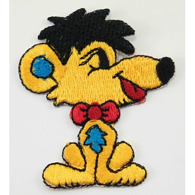Nažehlovacia záplata - žltý psík - rozmer 4,5 cm x 5,5 cm