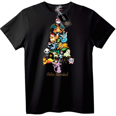 NOONEBRAND Тениска Pokémon Коледна Елха - L, White