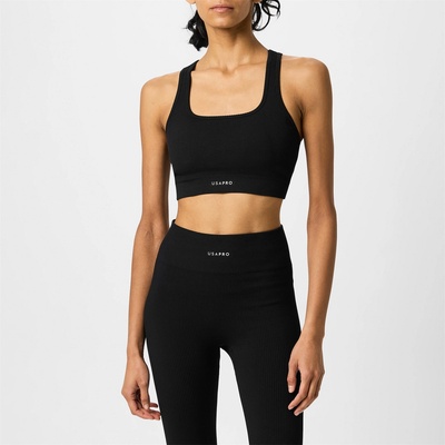 USA Pro Seamless Ribbed Bra Womens - Black