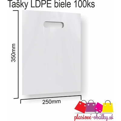 Tašky LDPE, Biela, 100 ks, 250x350 mm