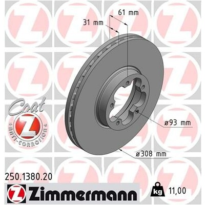 Brzdový kotúč ZIMMERMANN 250.1380.20 (250138020)