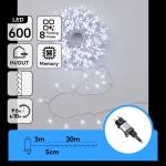 Aigostar - LED външна коледна гирлянда 600xLED/8 функции 33m IP44 студено бяло (AI3082)