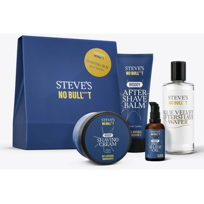 Steves No Bull***t balzám po holení 100 ml + Sandalwood krém na holení 100 ml + olej před holením 50 ml + Blue Velvet voda po holení 100 ml