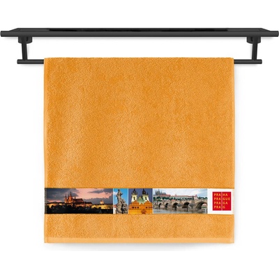 Veba Ručník NORA Město Praha mozaika tisk oranžová 50 x 100 cm