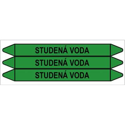 Značení potrubí, studená voda,3 ks, 355 × 37 mm PZ 009151