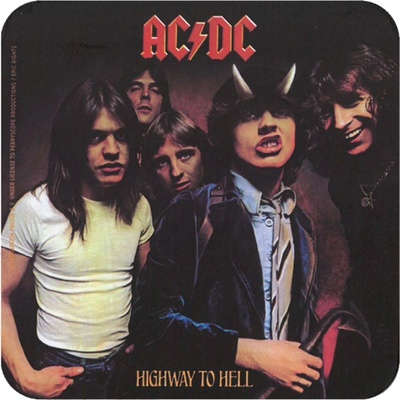 CurePink Tácek pod sklenici AC/DC Higway To Hell - Rock 10x10 cm