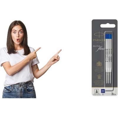 Parker Náplň QuinkFlow do kuličkové tužky M modrá 3 ks 1502/0219152