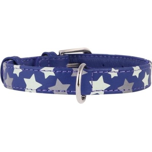 COLLAR Светещ кожен нашийник с звездички, лилав 30 - 39см, 20мм