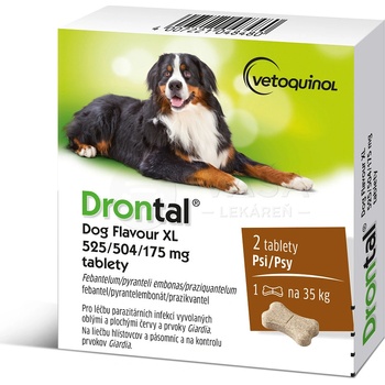 Drontal Dog Flavour XL 525/504/175 mg Tablety na odčervenie pre veľké plemená psov 2 tablety