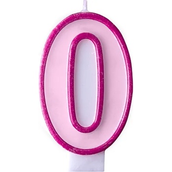 Image 1 of PartyDeco Свещ за рожден ден с число 0 (розова)