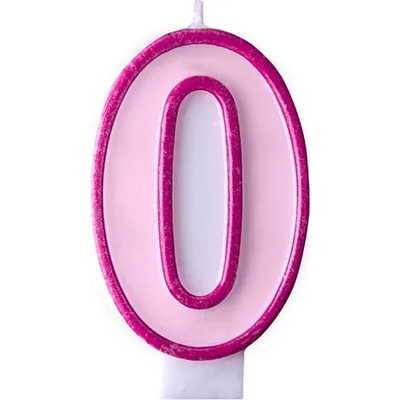 PartyDeco Свещ за рожден ден с число 0 (розова)