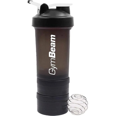 GymBeam Blend Bottle Black White 450 ml + zásobník