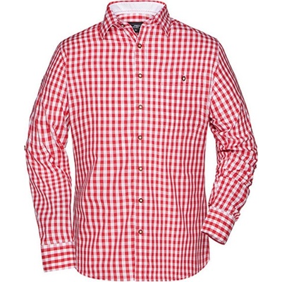 James&Nicholson pánská kostkovaná košile JN638 red