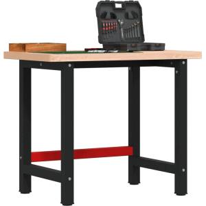 vidaXL Работна маса, 100x60x83 см, масивна дървесина бук, правоъгълна (3309661)