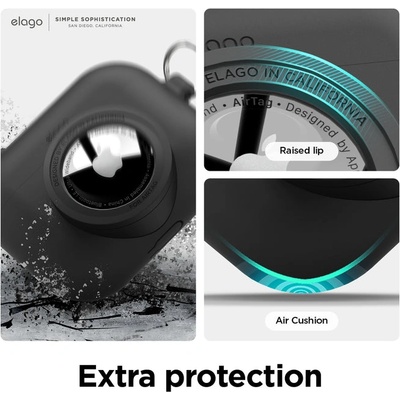elago Силиконов калъф (с място за AirTag) с карабинер за Apple AirPods Pro - Elago AirPods Pro Snapshot Silicone Case (черен) (EAPPAT1-BK)