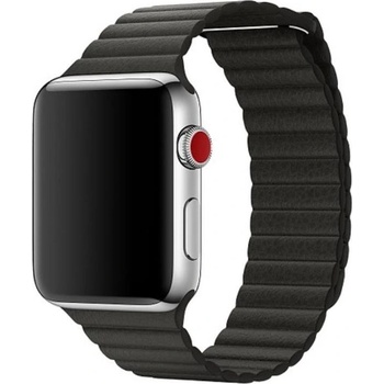 Apple Оригинална кожена каишка от естествена кожа за Apple Watch 42мм, 44мм, 45мм, 46мм, Ultra, Ultra 2, Ultra 3 49мм - Apple Leather Link Band M (черен) (mqv62zm)