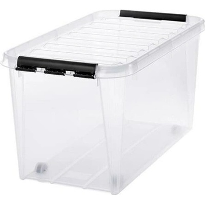 Smartstore Úložný box, plastový, 70 l čierne úchytky Classic 70 priehľadná