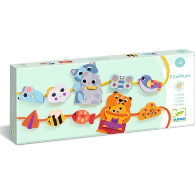 Djeco Fila maminky Drevené korálky s navliekaním na šnúrku 12 ks drevené edukačné hry