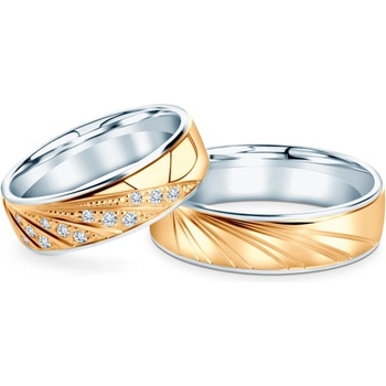 SAVICKI Сватбени халки: двуцветно злато, полукръгли, 6 мм