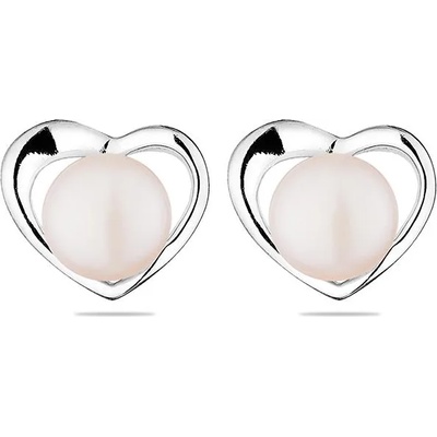 Swan Сребърни обици със сладководни бели перли SE0364W Swan