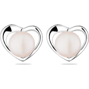 Swan Сребърни обици със сладководни бели перли SE0364W Swan