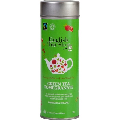 English Tea Shop ZELENÝ ČAJ S GRANÁTOVÝM JABLKEM BIO A FAIRTRADE 15 čajových pyramidek