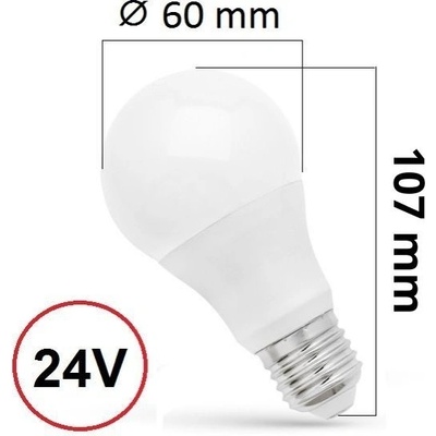 SPECTRUMLED LED GLS E-27 24V AC/DC 8.5W Neutrální bílá