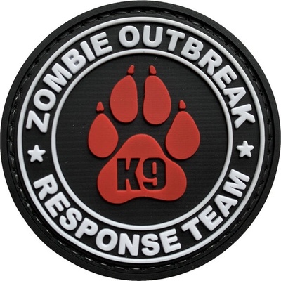 WARAGOD Zombie Outbreak PVC nášivka, čierno červená