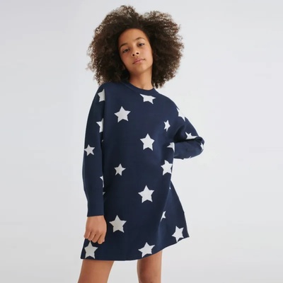 Mayoral Трикотажна рокля в тъмно синьо на звезди Майорал