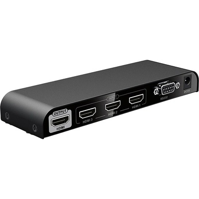 PREMIUMCORD HDMI switch 4Kx2K@60Hz 3:1 kovový s dálkovým ovladačem a napájecím adaptérem