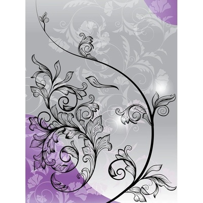 Preinterier Fototapeta panel - PL0173 - Kvetovaný ornament – fialové pozadie vlies - 206cm x 275cm
