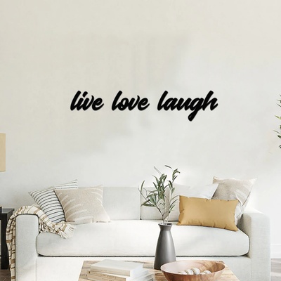 dřevo života Dřevěný nápis na zeď LIVE LOVE LAUGH Zvolte barvu dekoru: Černá, Velikost textu: 98x20