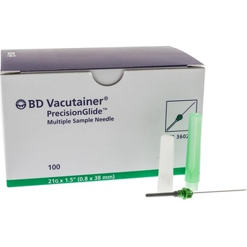 BD Vacutaine Ihla 21 G x 1,5 0,80 x 38 mm zelená 100 ks