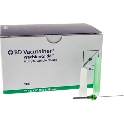 BD Vacutaine Ihla 21 G x 1,5 0,80 x 38 mm zelená 100 ks