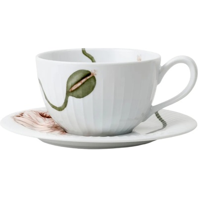 Kähler Чаша за чай с чинийка HAMMERSHOI POPPY, 380 мл, бяла, Kähler (KHL692296)