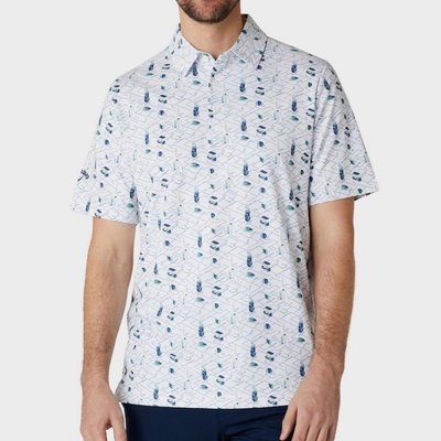 Callaway Pánska polokošeľa Golf ALL OVER ESS Print Polo BRIGHT white
