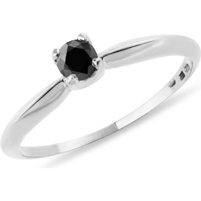 Klenota prsten z bílého zlata s černým diamantem k0169012