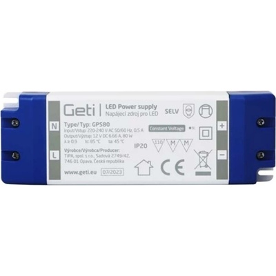 Geti GPS80 napájecí zdroj 12V/6,66A IP20